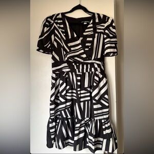 Karl Lagerfeld Geometric Black and White Midi Dress